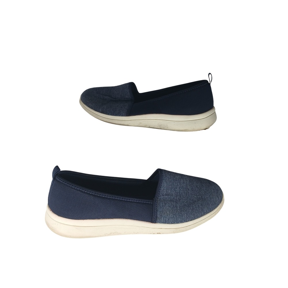 Lands End Slip On Sneakers 11D Navy Blue Heathered Comfort Casual 522229